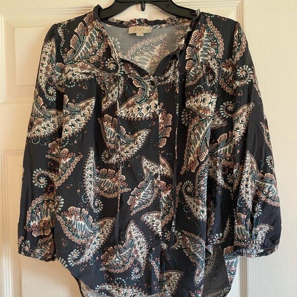Loft Size Small Paisley Print Button Down Top - Picture 1 of 6